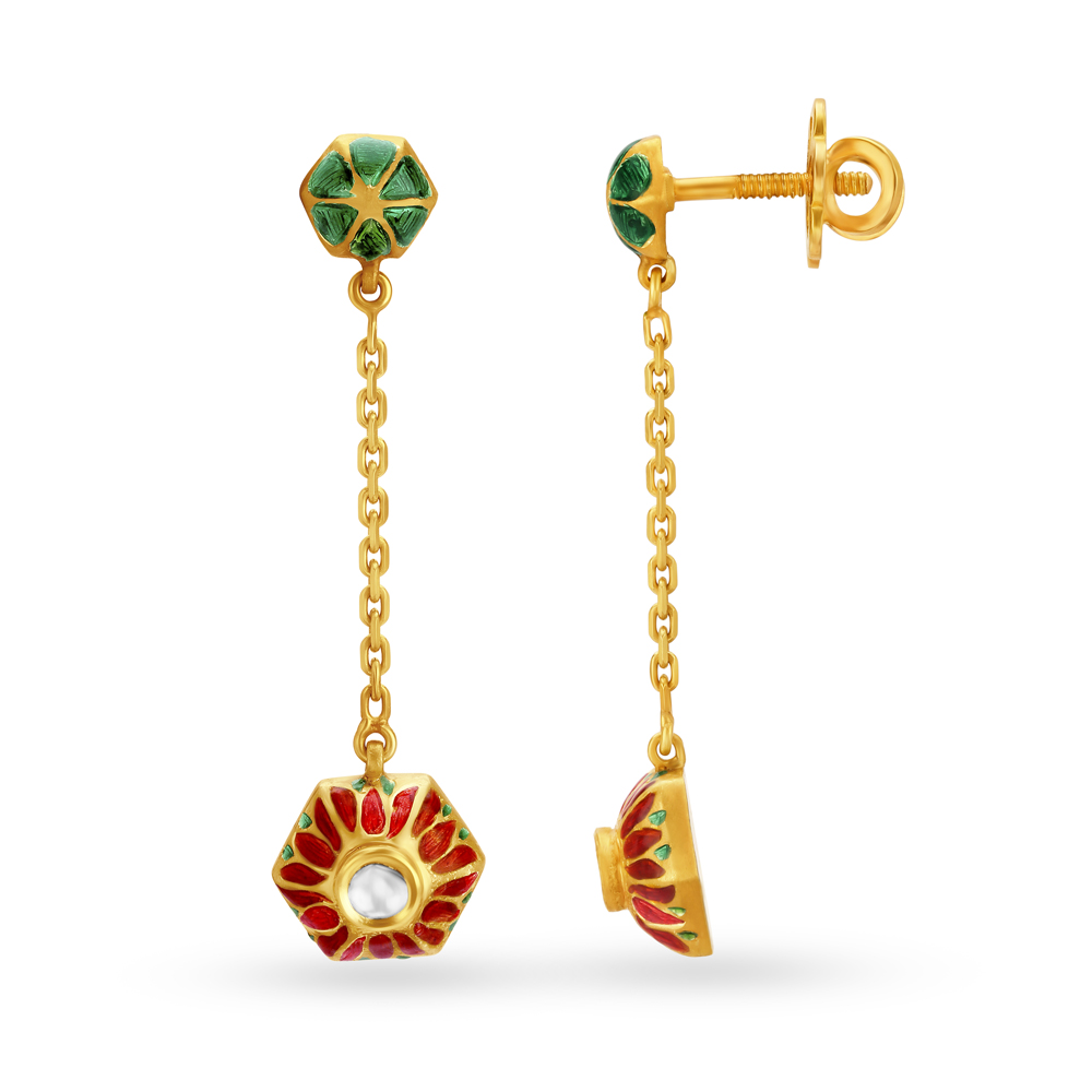 Enchanting Gold and Kundan Polki Chandelier Drop Earrings,,hi-res image number null