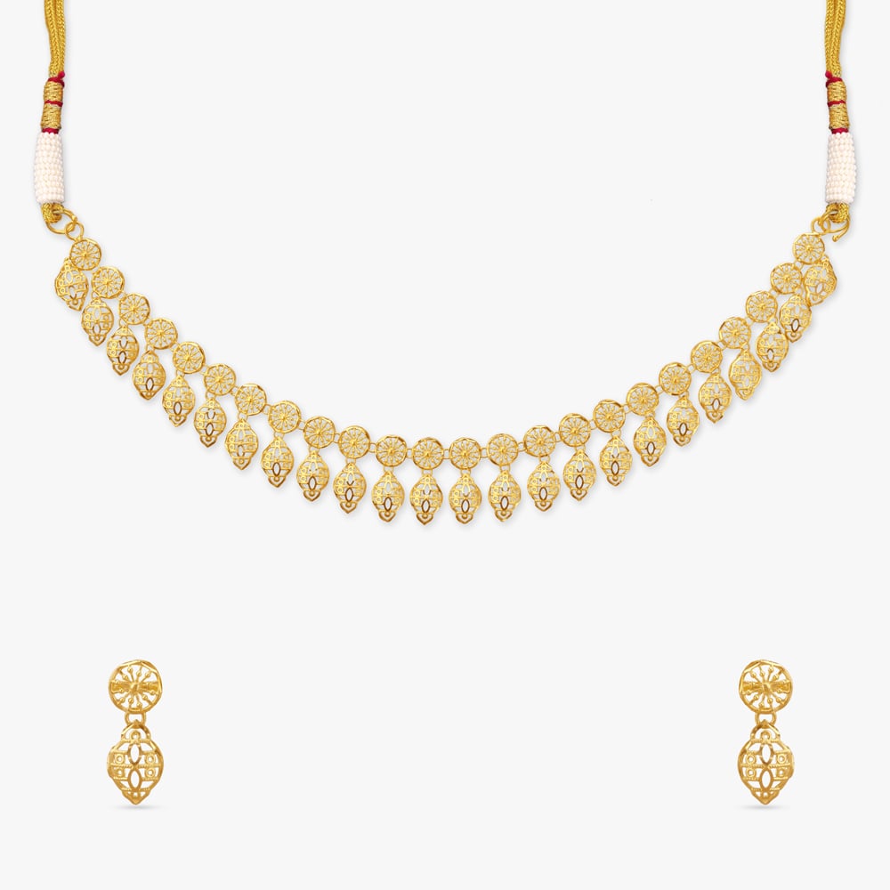 

Floral Gleam Gold Necklace Set