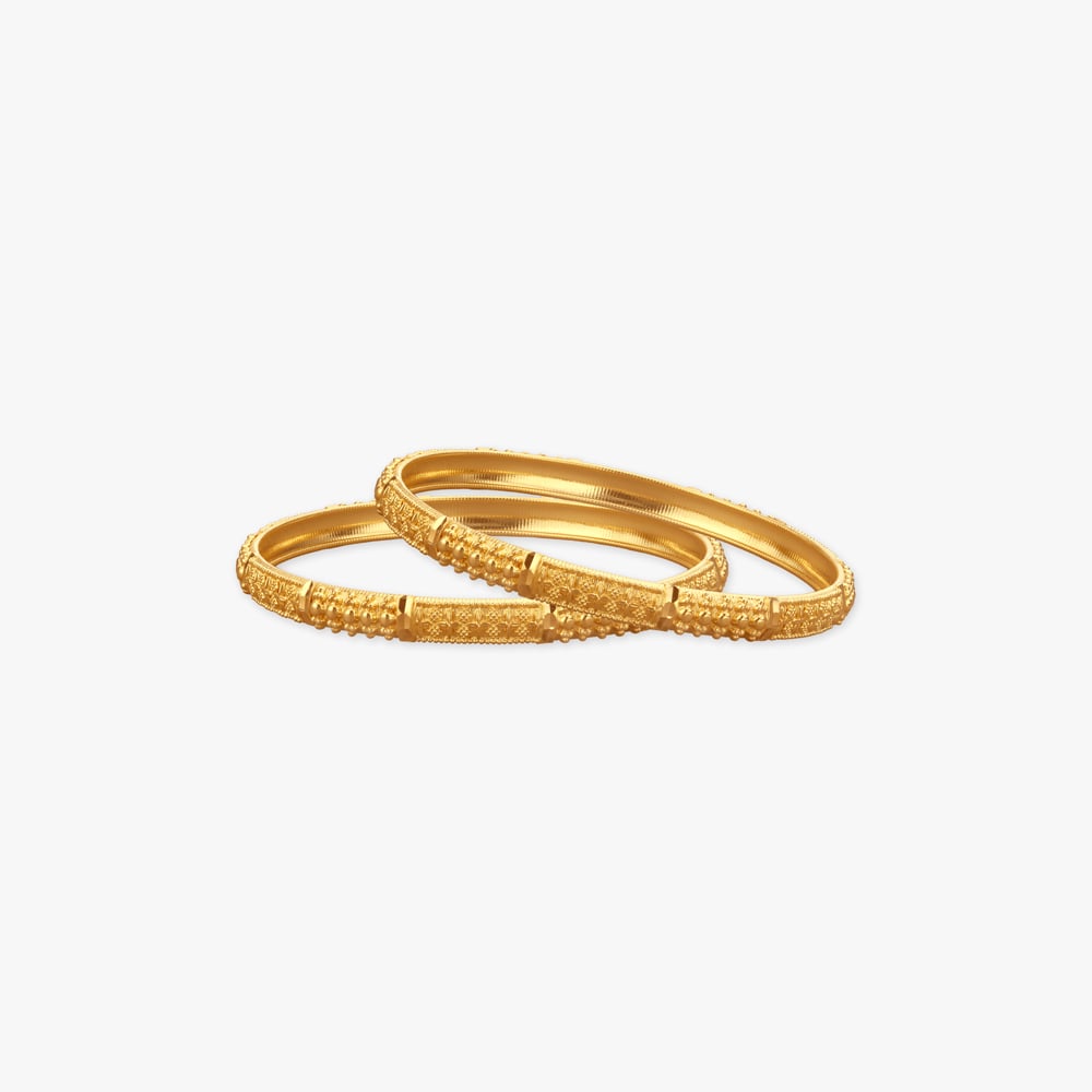 

Gilded Grid Gold Bangles