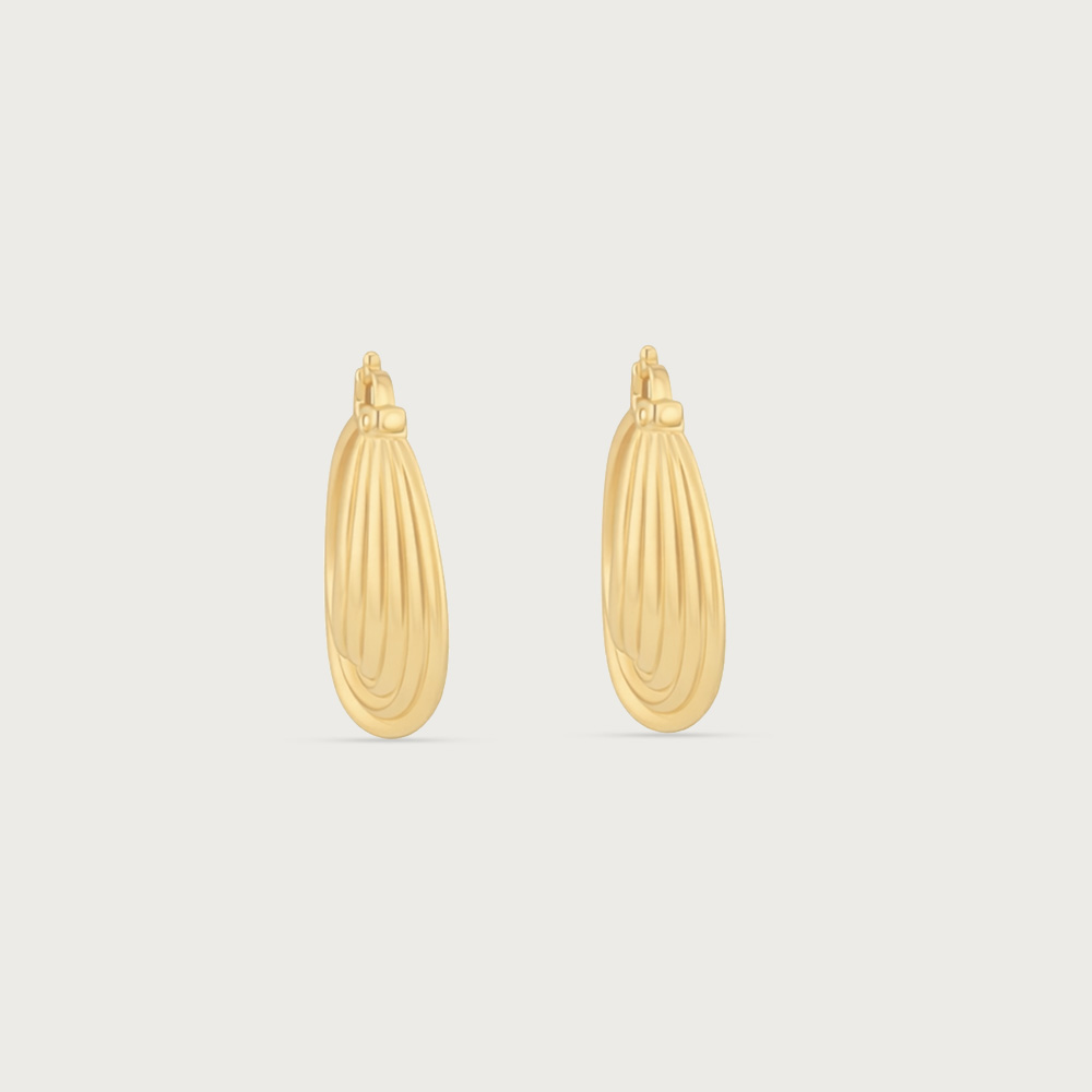 Ribbed Sculpt Gold Hoop Earrings,,hi-res image number null
