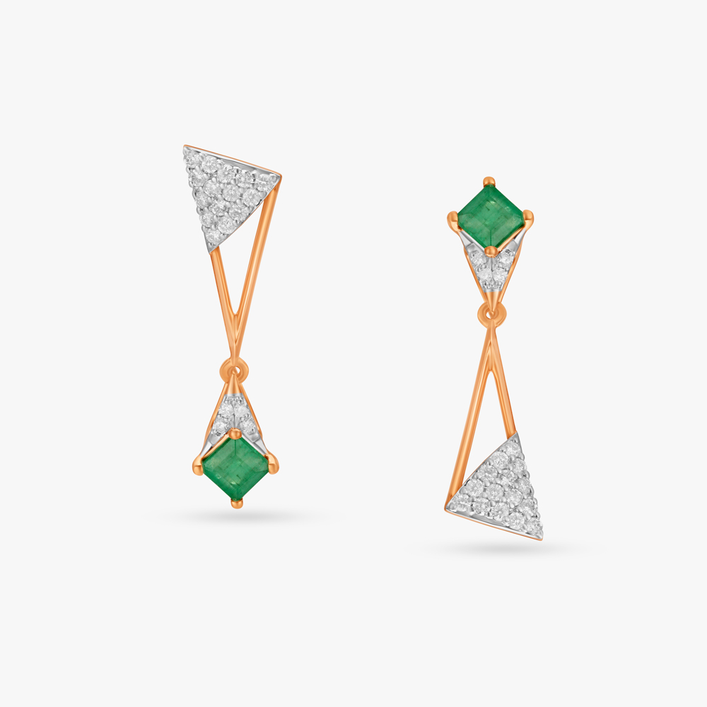 Radiant Lush Diamond and Emerald Drop Earrings,,hi-res image number null