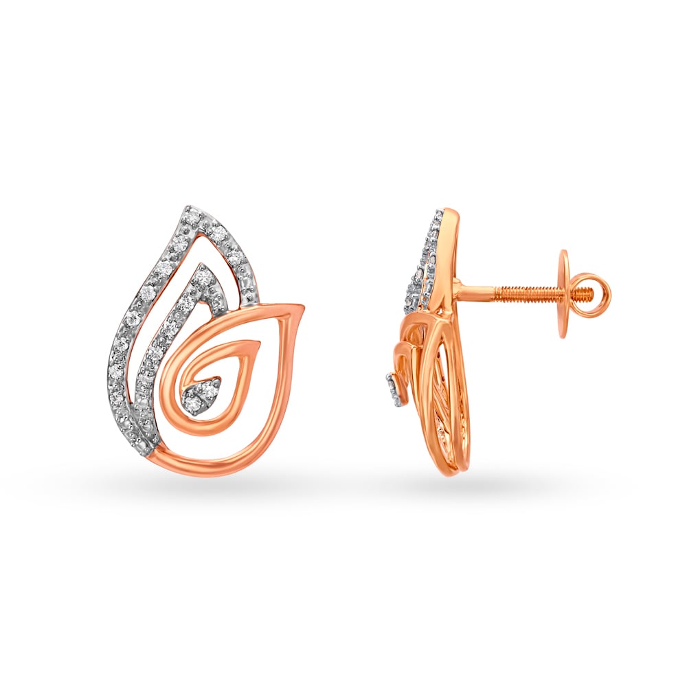 Elegant 18 Karat Rose Gold And Diamond Tulip Studs,,hi-res image number null