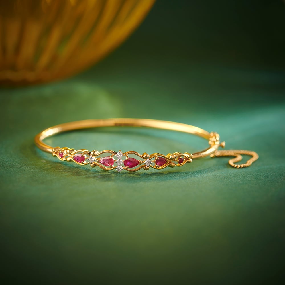 Fancy Ruby and Diamond Gold Bangle,,hi-res image number null
