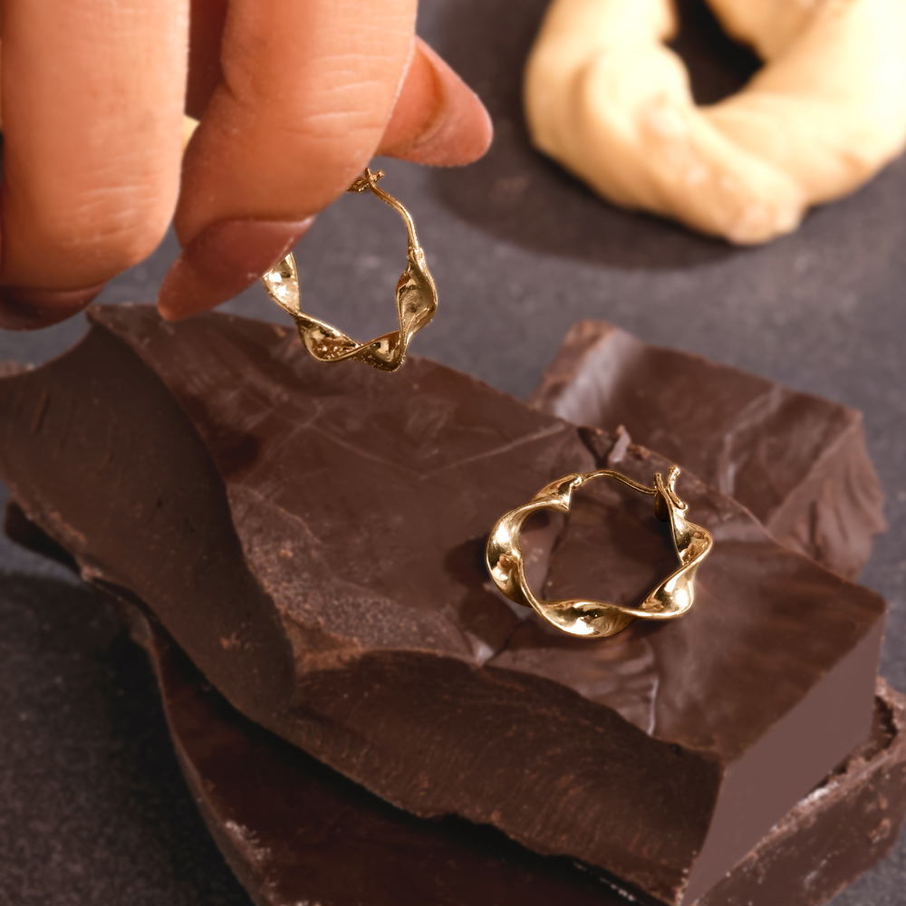 Sculpted Twist Gold Hoop Earrings,,hi-res image number null