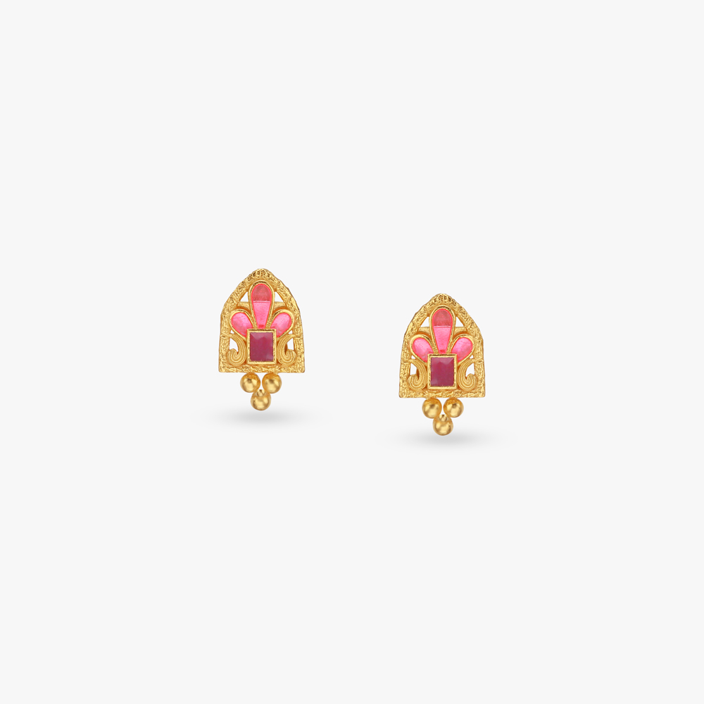 Petal Arch Gold Pendant with Chain and Earrings Set,,hi-res image number null