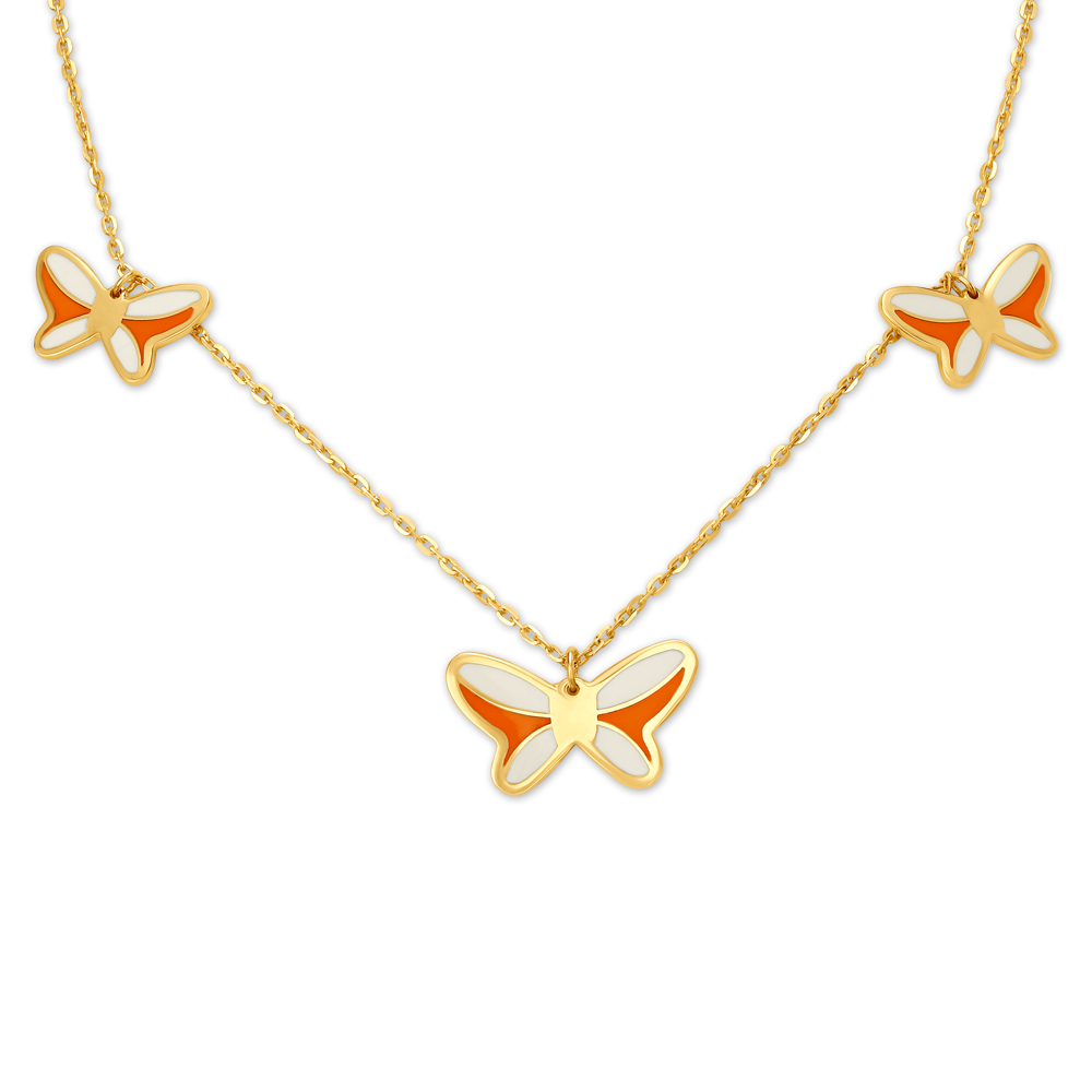 Cute Butterfly Gold Pendant with Chain For Kids
