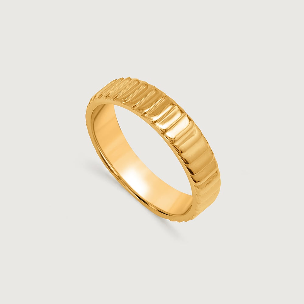 Grooved Glory 18KT Gold Finger Ring,,hi-res image number null