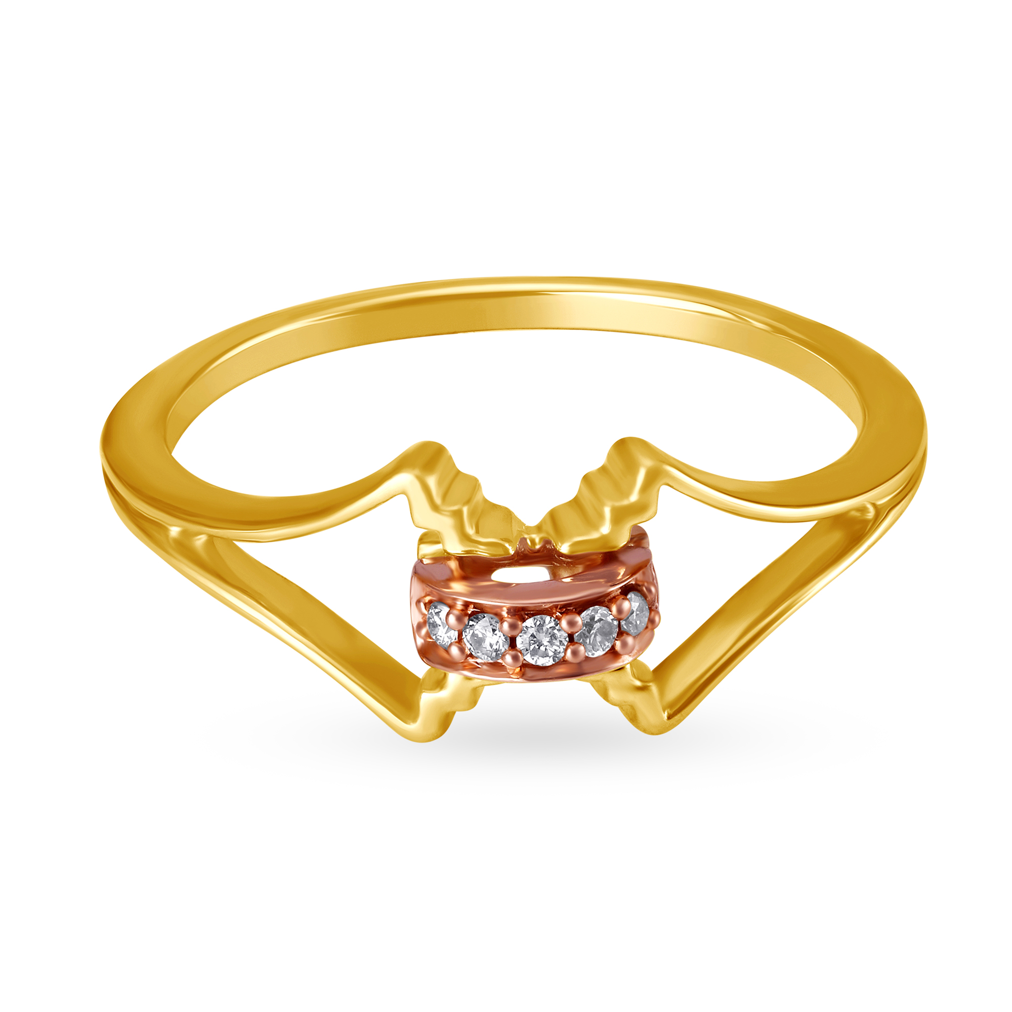 14kt Yellow and Rose Gold Diamond Finger Ring With Rose Gold Plating,,hi-res image number null