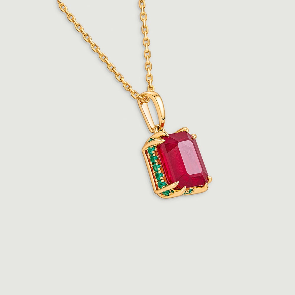 Bold Framed Onyx and Ruby Pendant,,hi-res image number null