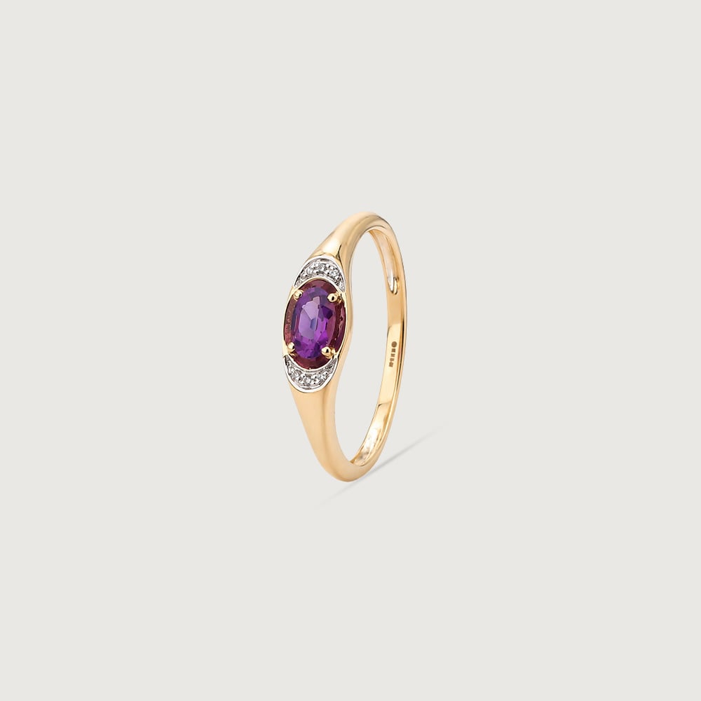 Elegant Minimal Amethyst & Diamond Ring,,hi-res image number null