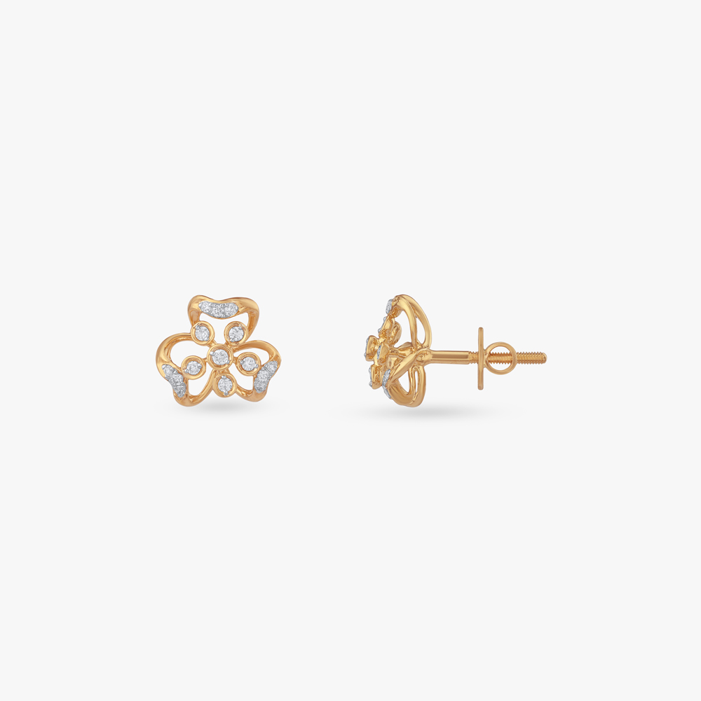 Clover Spark Diamond Stud Earrings,,hi-res image number null