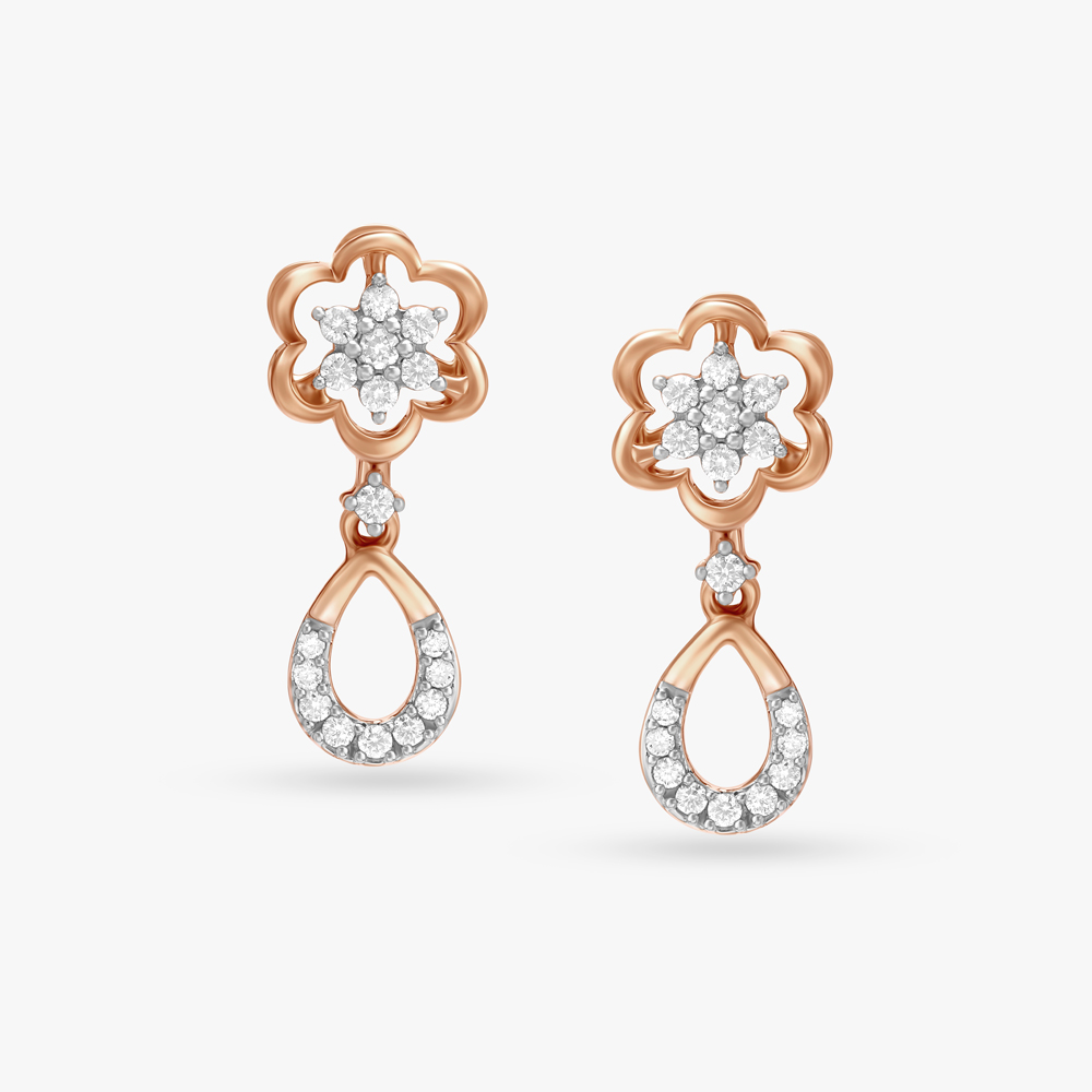 Stunning Floral Diamond Drop Earrings