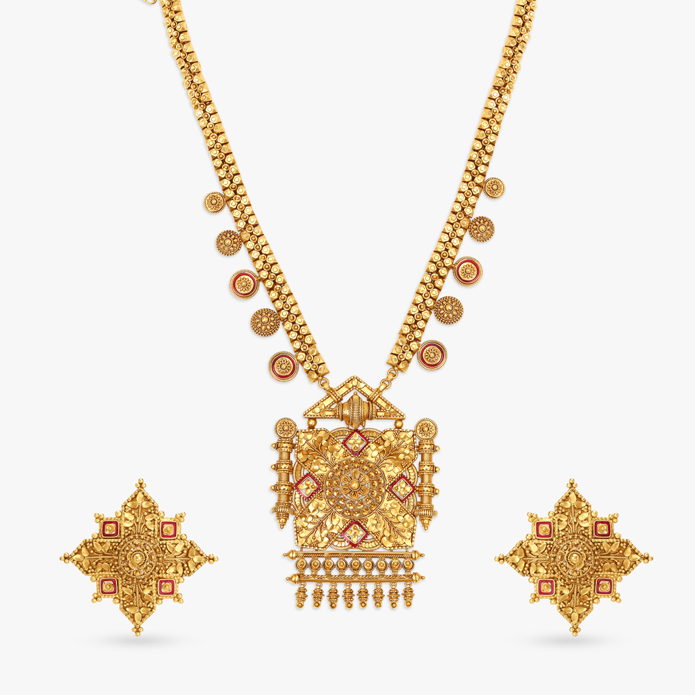 Luxurious Ras Rawa and Chandak Work Necklace Set,,hi-res image number null