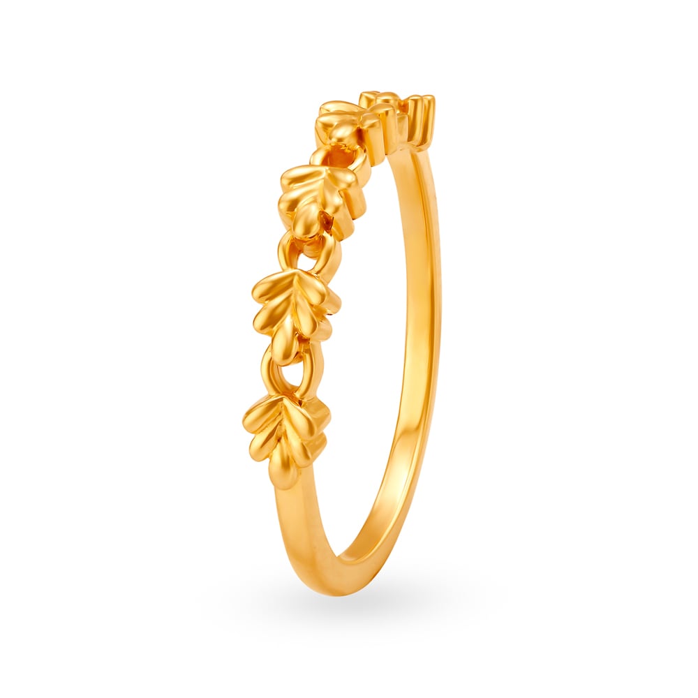 

22 Karat Gold Finger Ring In Fern Leaves Design