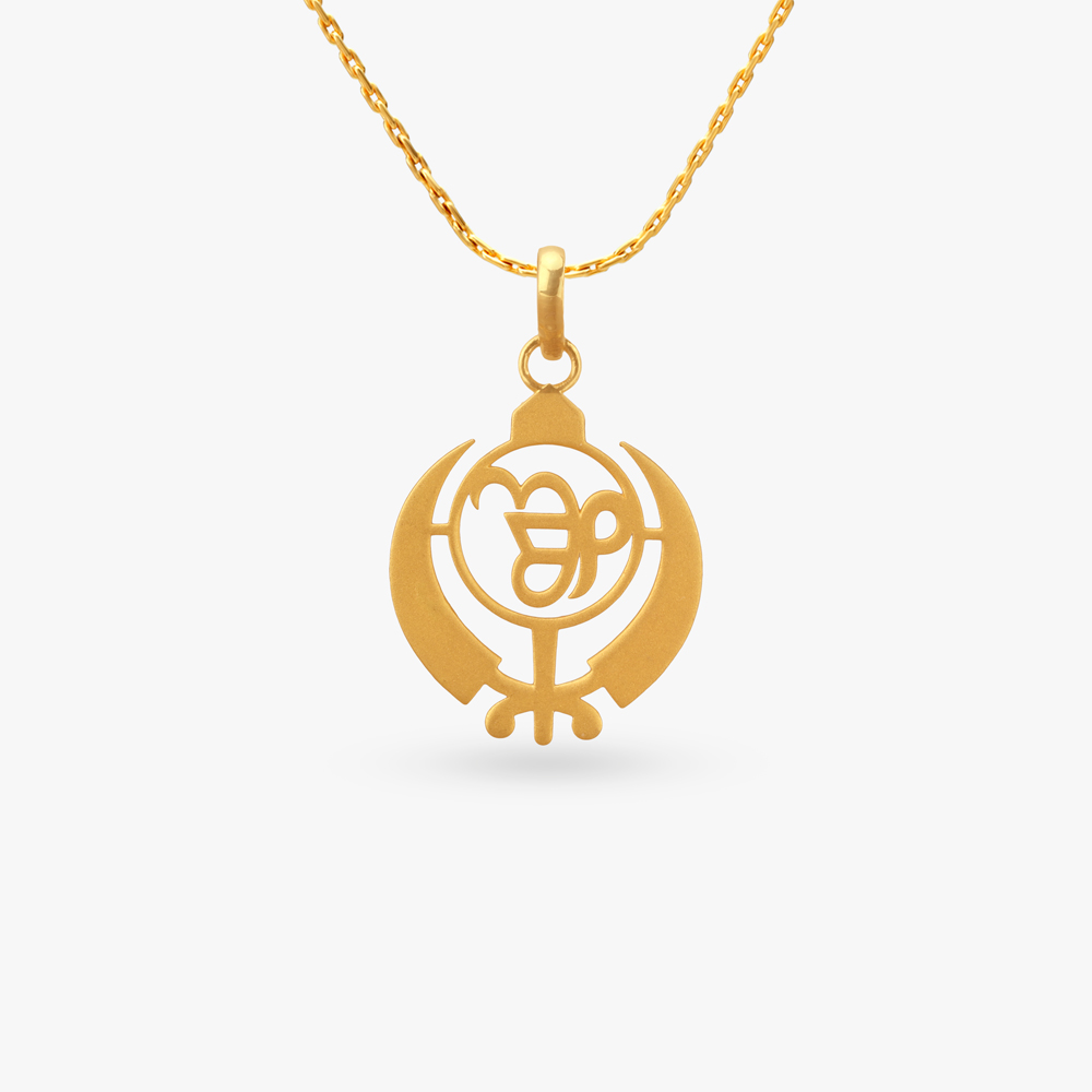 Ik Onkar Khanda Gold Pendant,,hi-res image number null