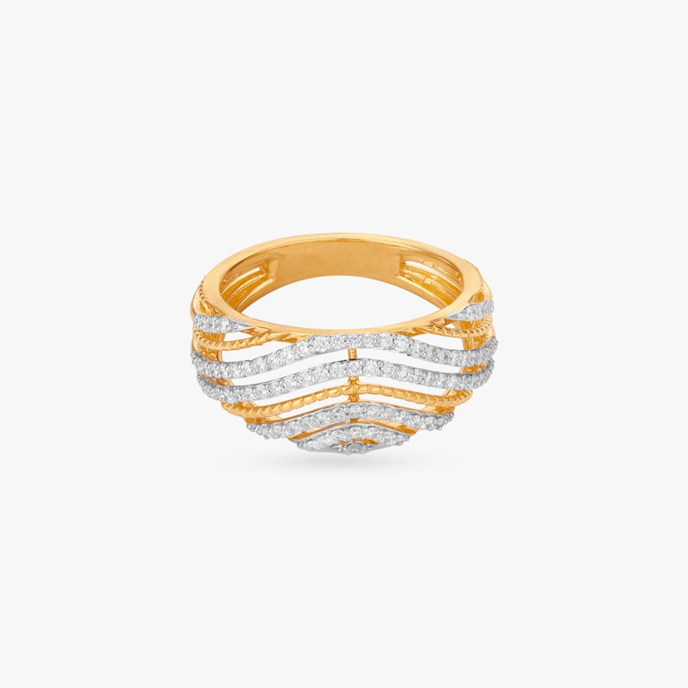Luxe Wave Diamond Finger Ring,,hi-res image number null