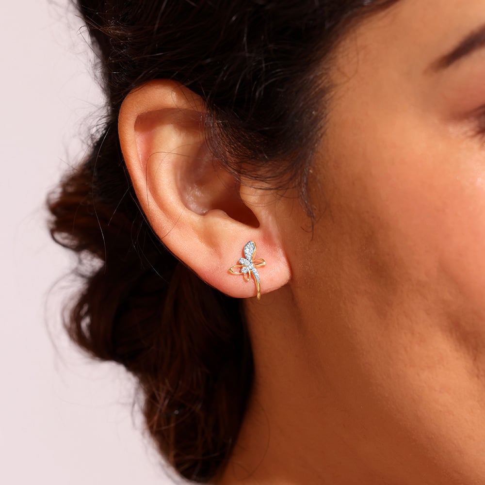 Dancing Butterfly Diamond Stud Earrings,,hi-res image number null