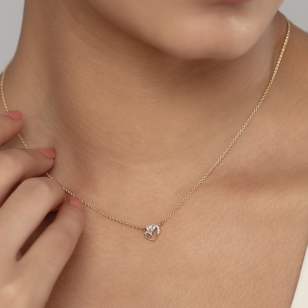 Heartfelt Radiance 14 kt Gold & Diamond Pendant with Chain,,hi-res image number null