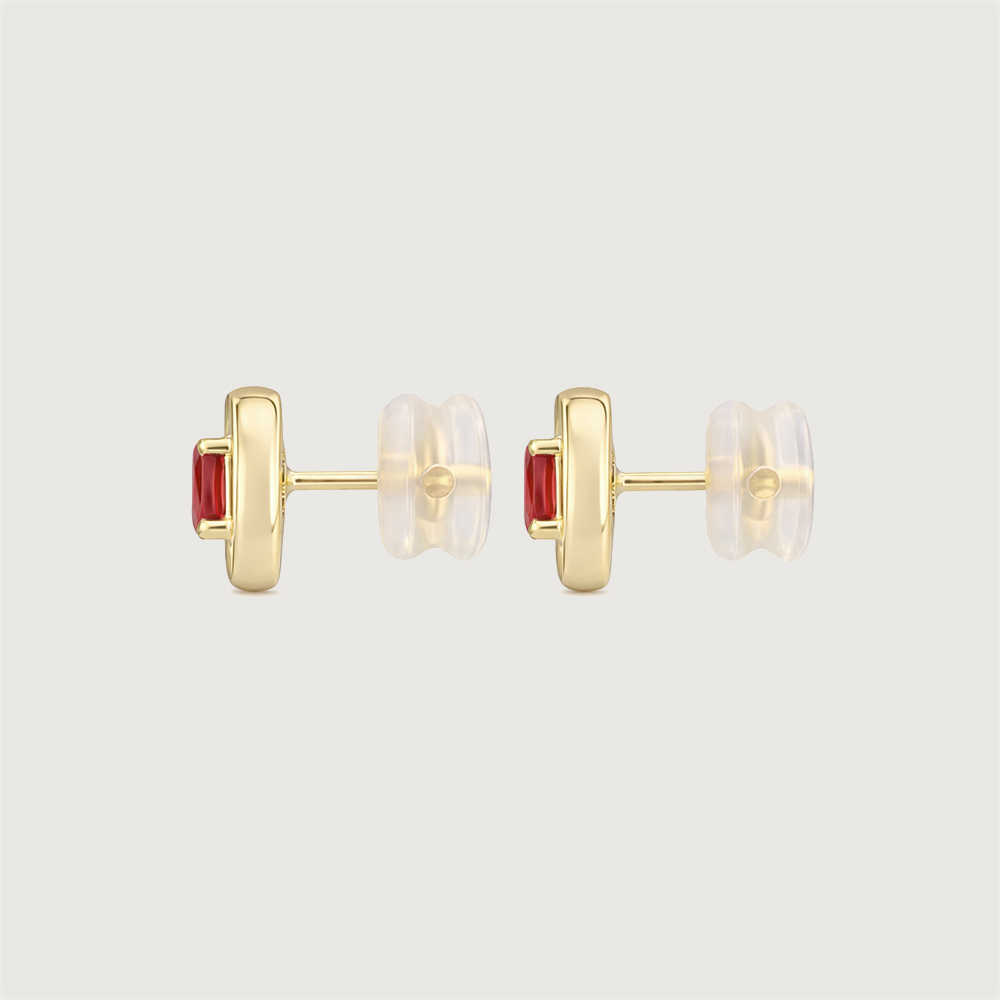 Polished Sleek Ruby Gold Stud Earrings,,hi-res image number null