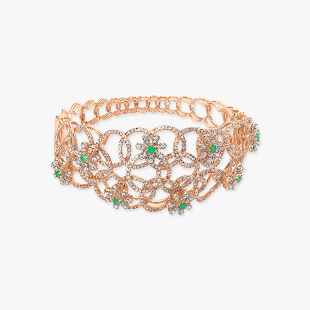 Garden of Elegance Emerald and Diamond Bangle