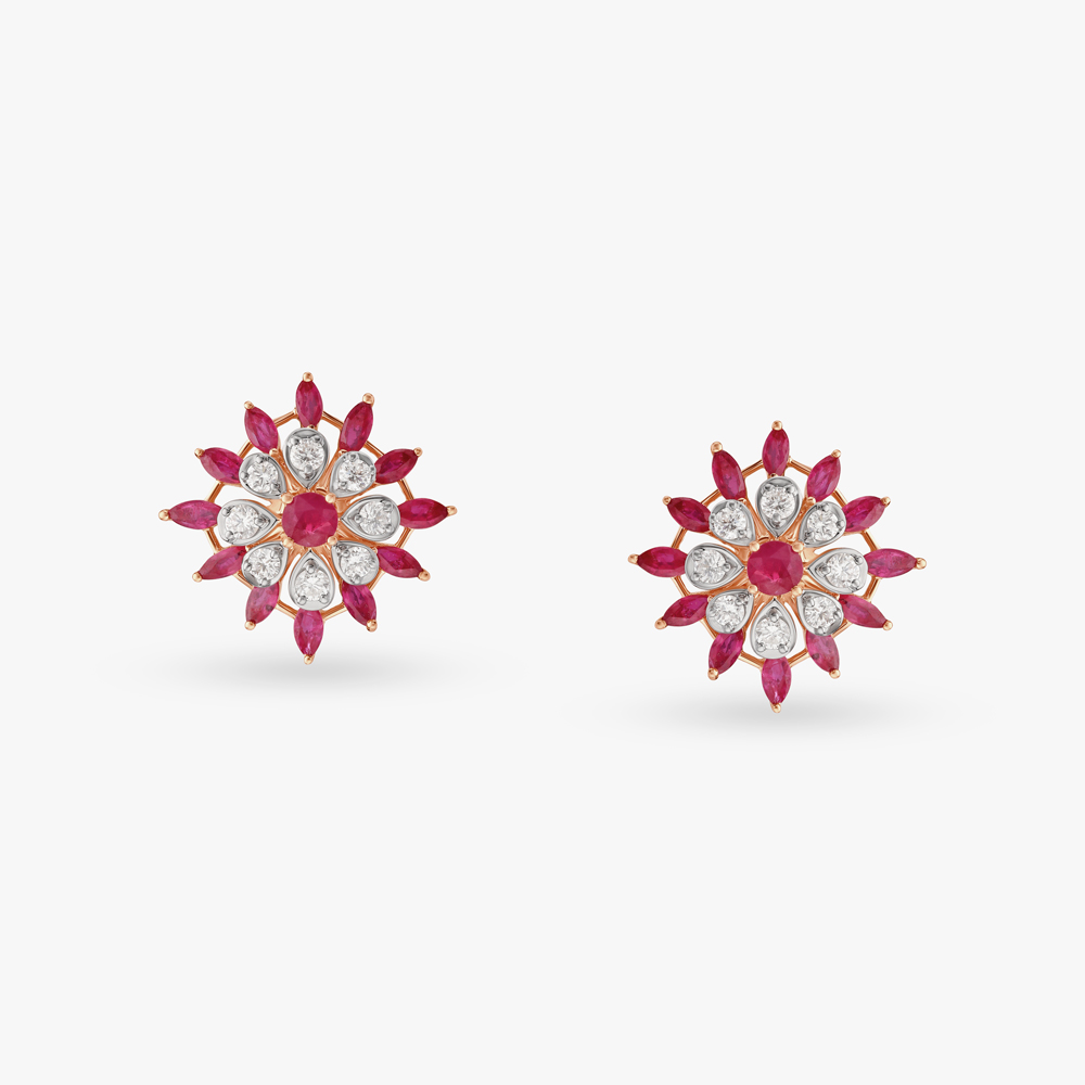 Glamourous Floral Diamond Pendant and Earrings Set,,hi-res image number null