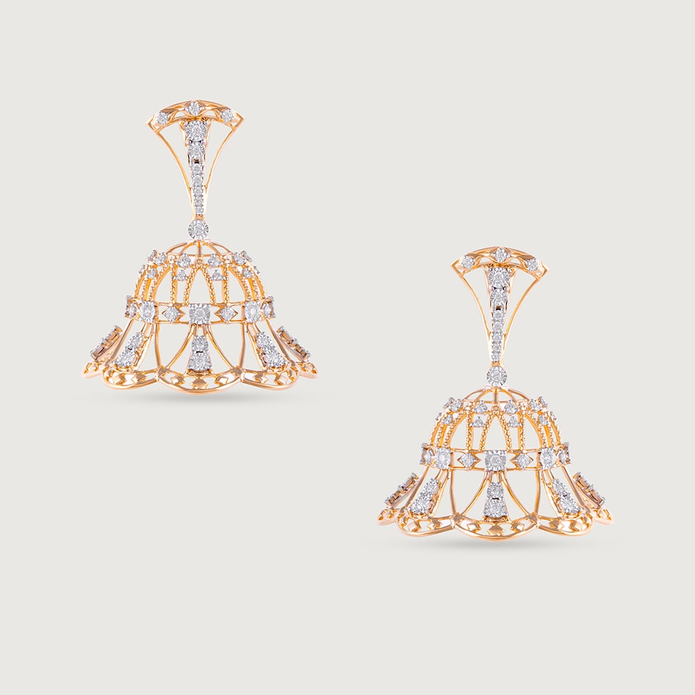 Gilded Lippan Gold & Diamond Jhumka,,hi-res image number null