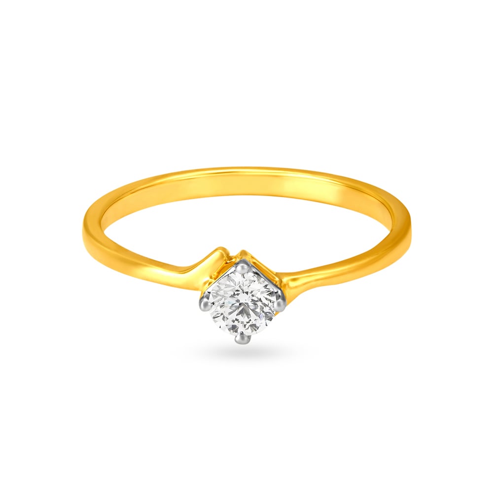 Slender and Minimalistic Single Stone Solitaire Ring,,hi-res image number null
