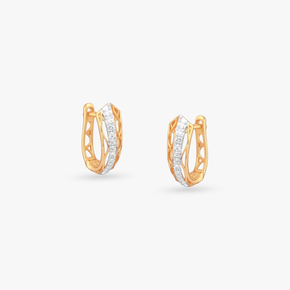 Infinity Weave Diamond Hoop Earrings,,hi-res image number null