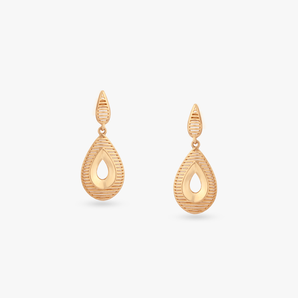 Sculpted Teardrop Gold Pendant and Earrings Set,,hi-res image number null