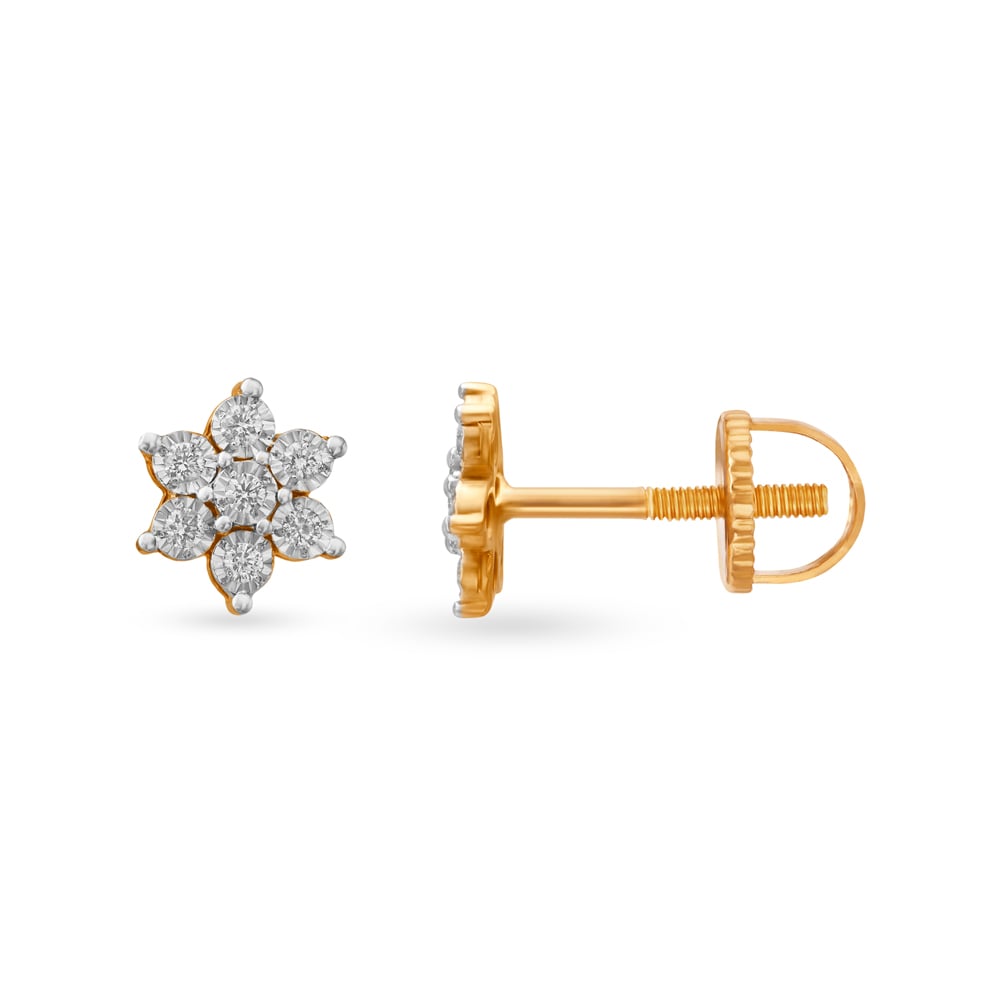 Divine Gold and Diamond Stud Earrings,,hi-res image number null