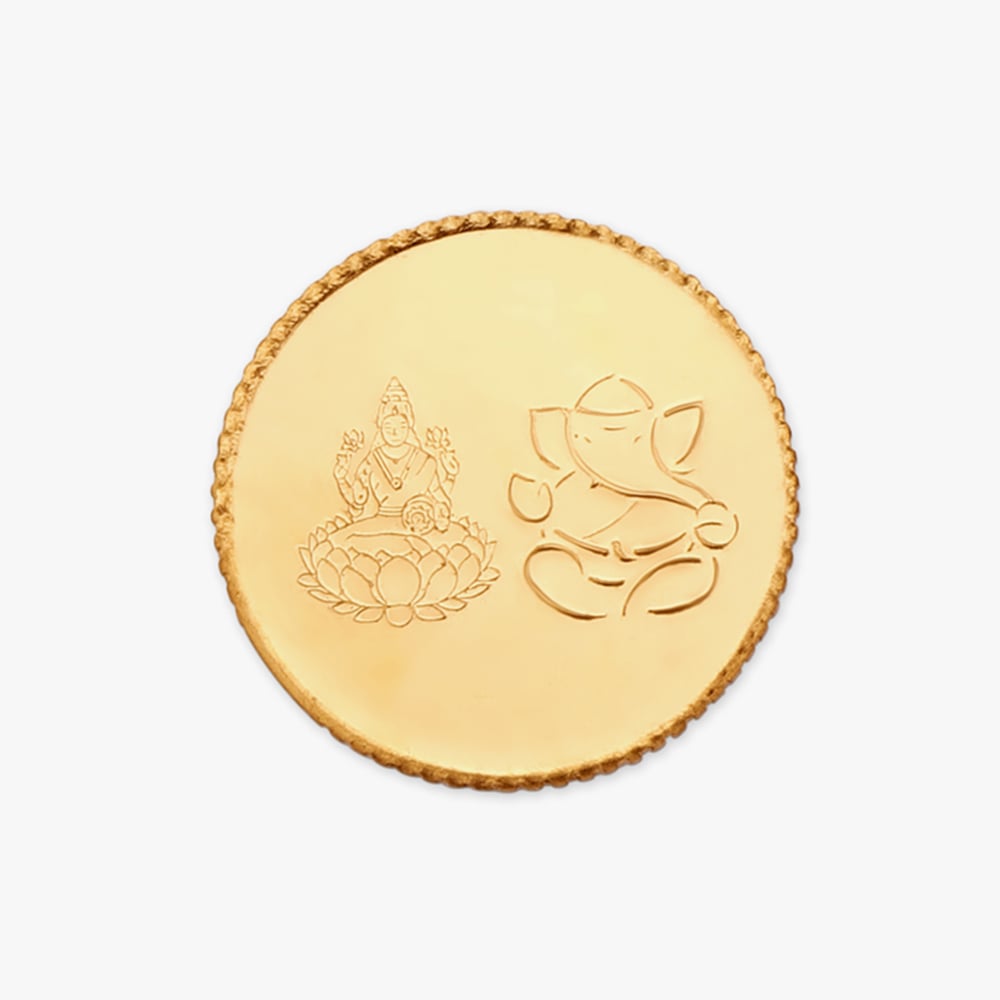 2 gram 24 Karat Gold Coin with Lakshmi Ganesha Motif