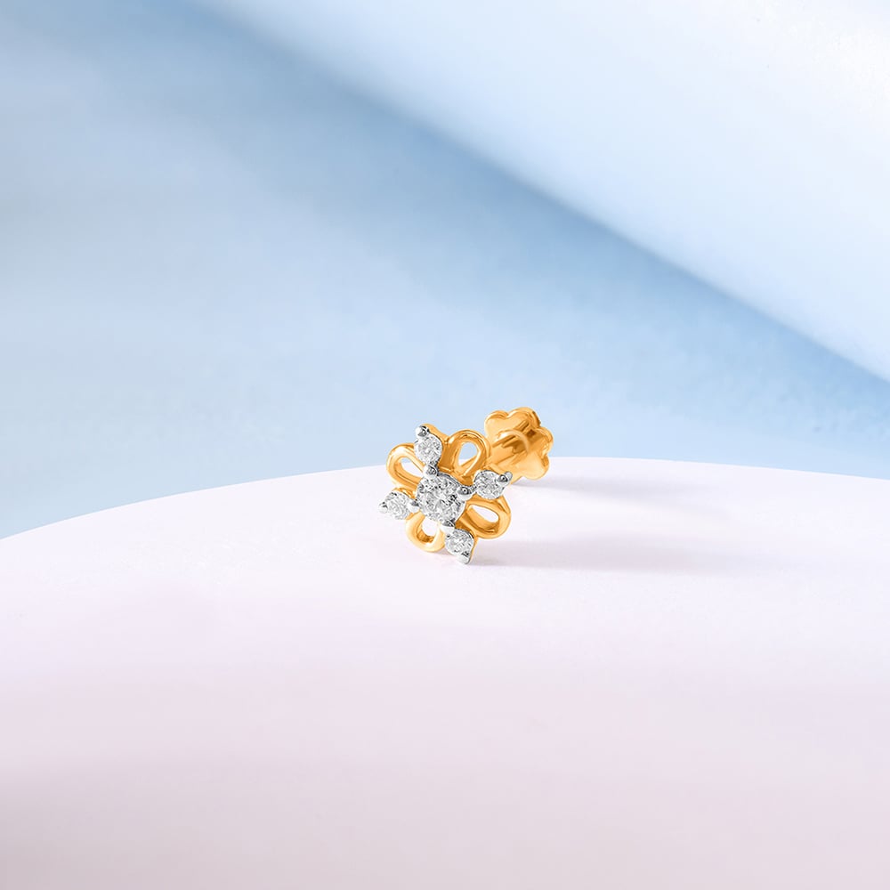 14KT Yellow Gold Diamond Nose Pin,,hi-res image number null