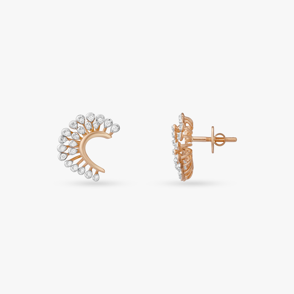 Sparkling Crescent Diamond Stud Earrings,,hi-res image number null