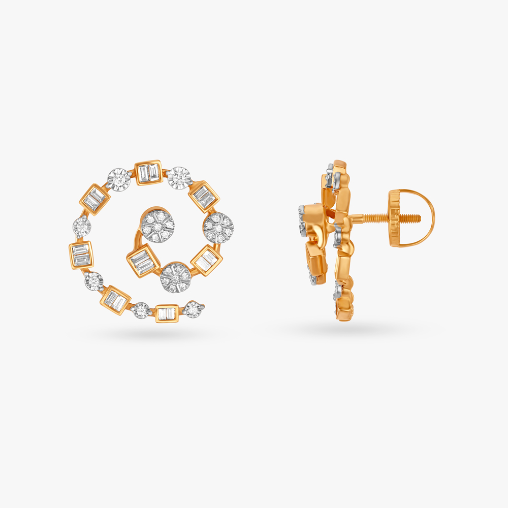 Hypnotic Spiral Diamond Stud Earrings,,hi-res image number null