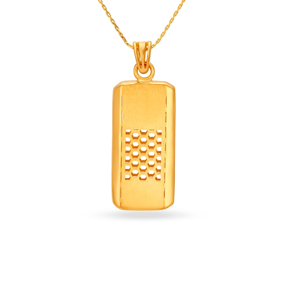 Honeycomb Style Gold Pendant For Men