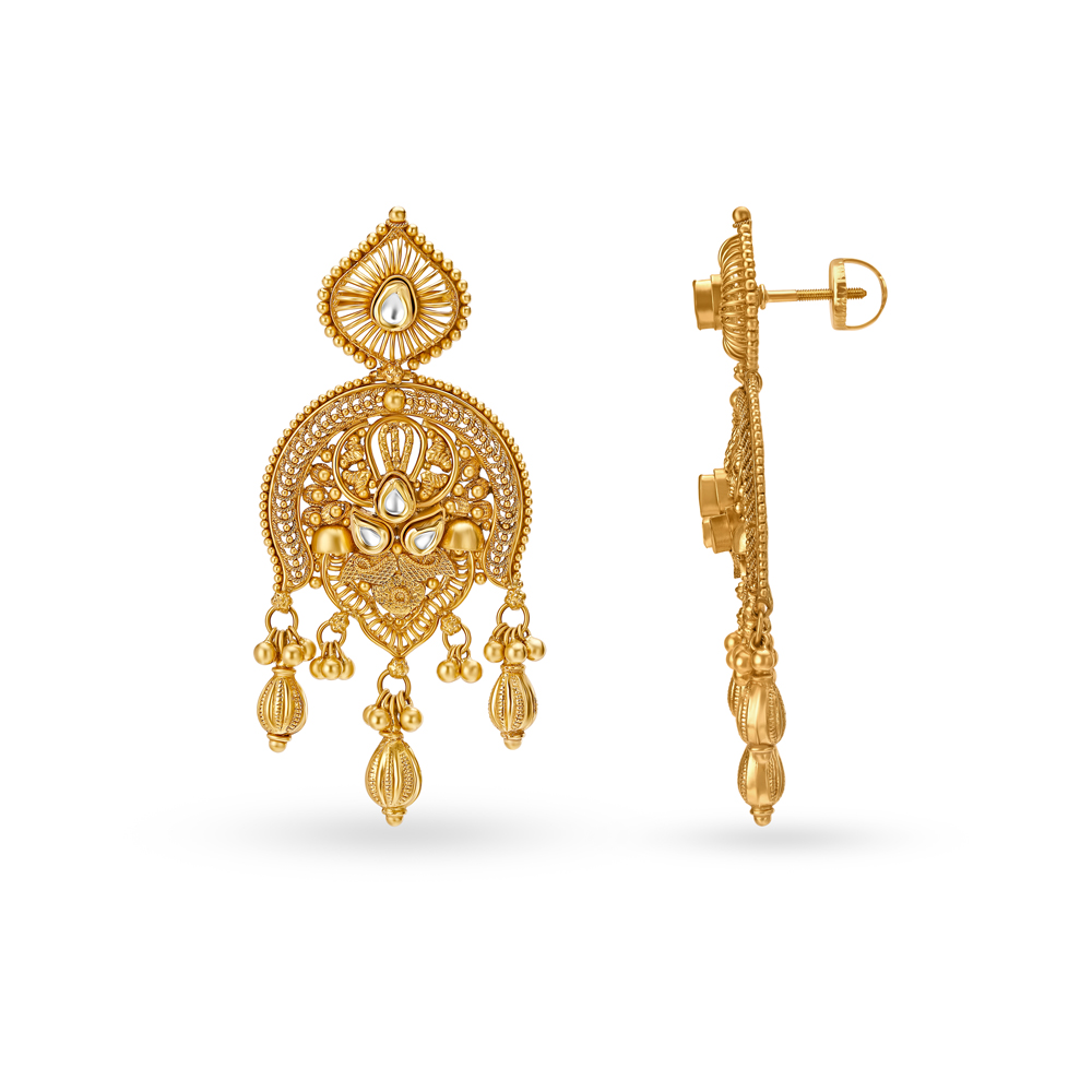 Imposing Gold and Glass Kundan Necklace Set,,hi-res image number null