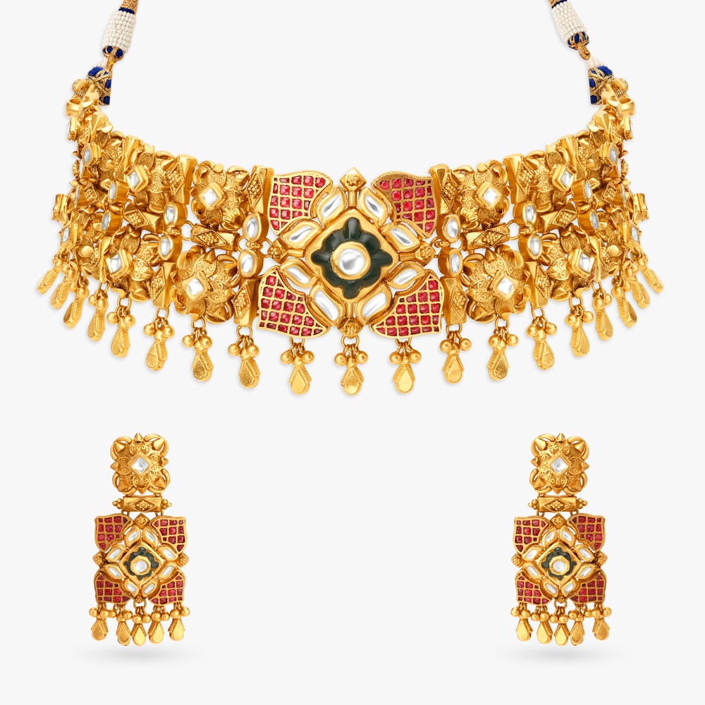Sumptuous Choker Necklace Set with Kundan Work,,hi-res image number null