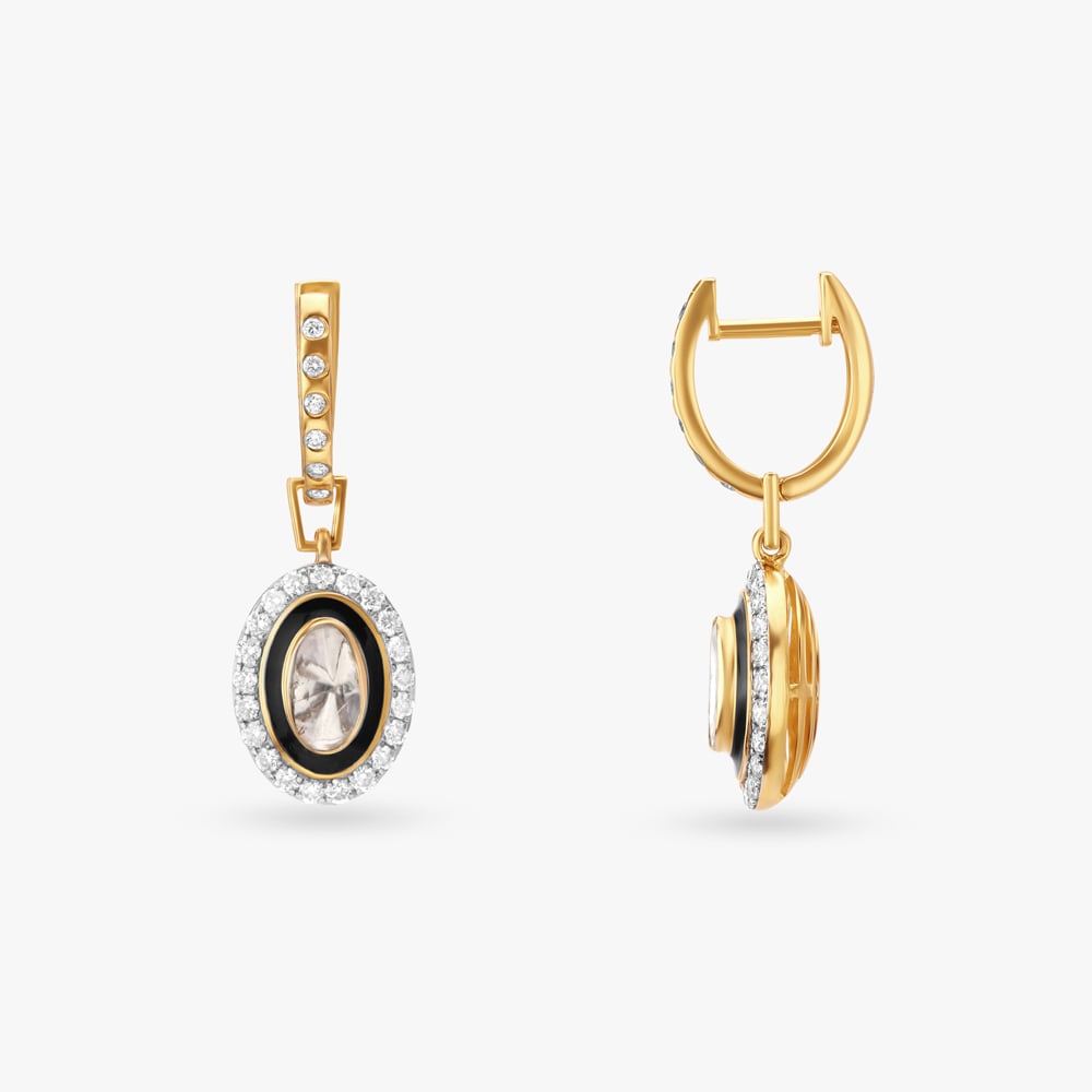 Teardrop Diamond Polki Hoop Earrings,,hi-res image number null