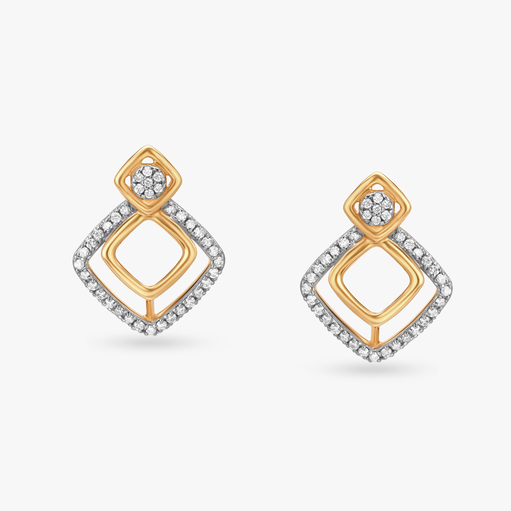 Stunning Geometric Diamond Stud Earrings,,hi-res image number null