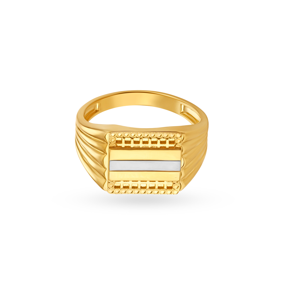 Glamorous Ridged Gold Ring for Men,,hi-res image number null
