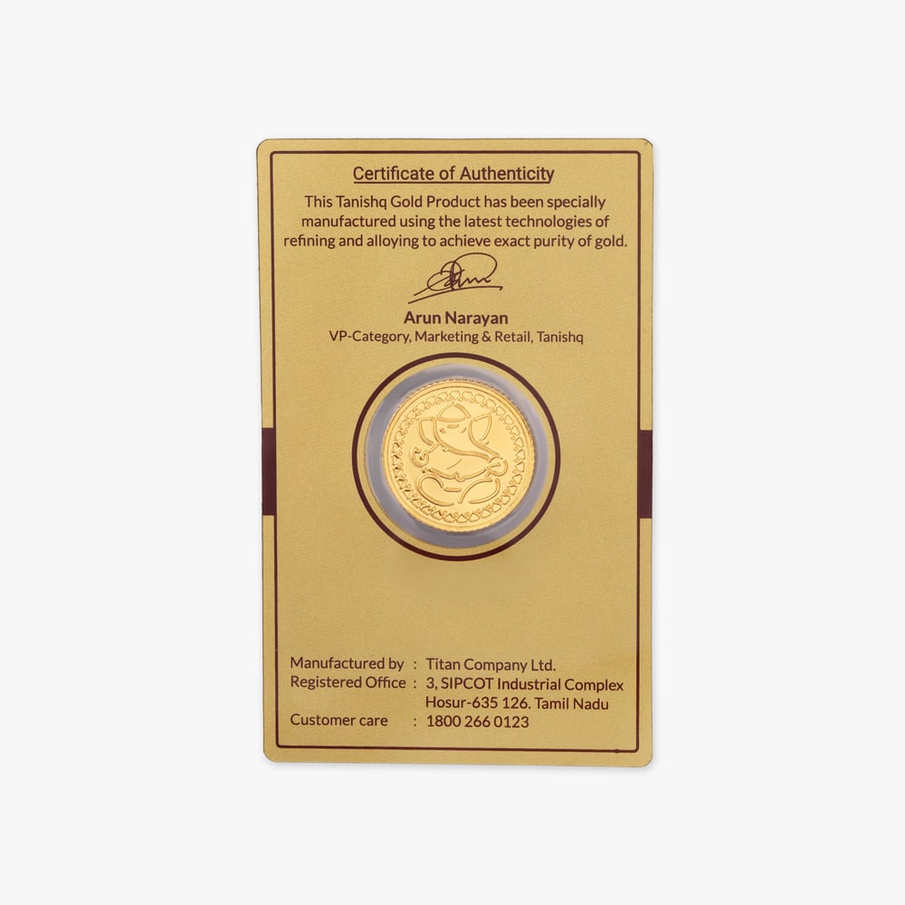 1 gram 24 Karat Gold Coin with Ganesha Motif,,hi-res image number null