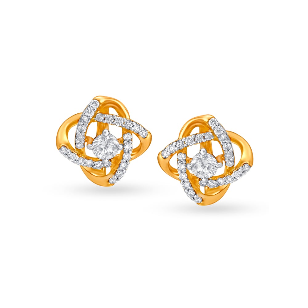 Gleam Knot Diamond Stud Earrings,,hi-res image number null