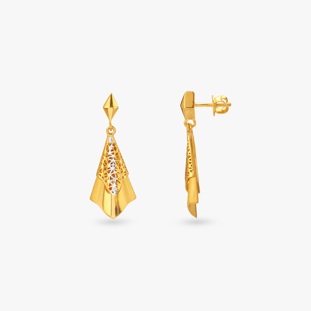 Graceful Fold Gold Drop Earrings,,hi-res image number null