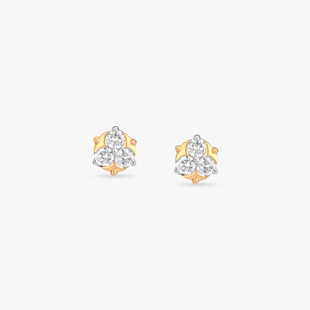 Triple Twinkle Diamond Stud Earrings For Kids,,hi-res image number null