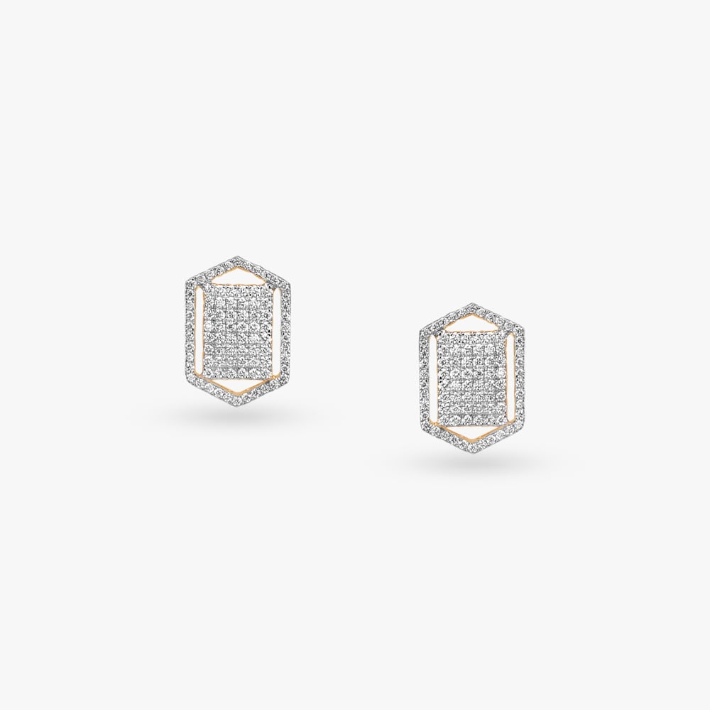 Hexa Shine Diamond Pendant with Chain and Earrings Set,,hi-res image number null