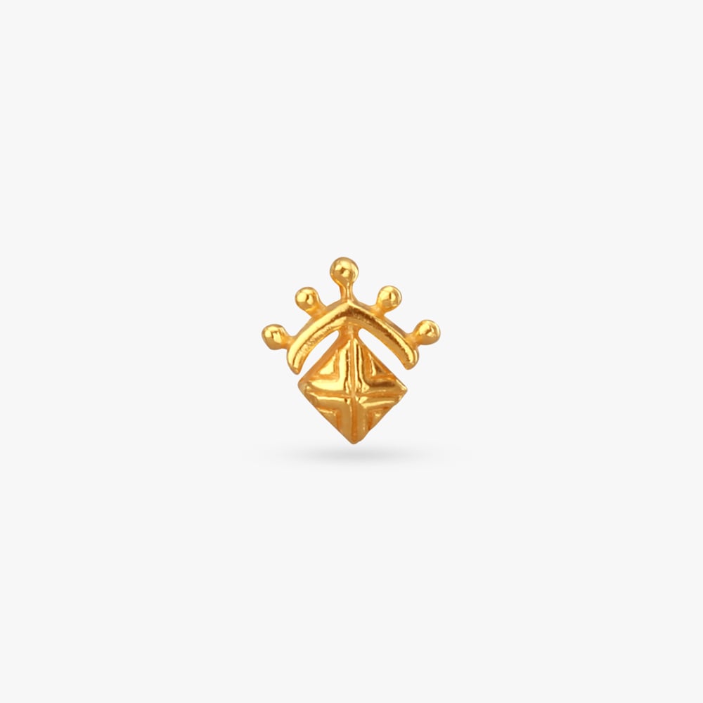 Sculpted Elegance Gold Nose Pin,,hi-res image number null