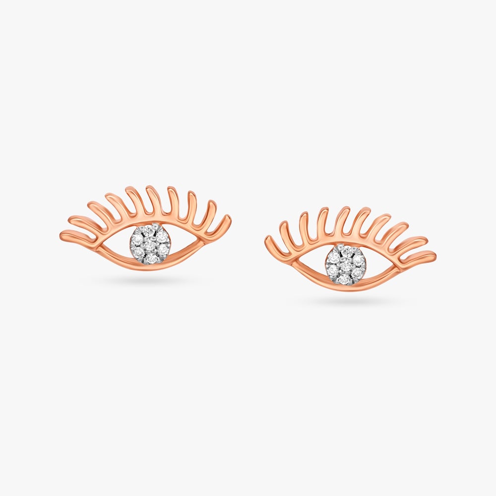 Charming Eye Diamond Stud Earrings