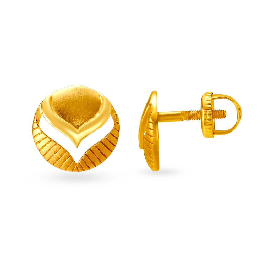 Dainty Textured Heart Pattern Gold Stud Earrings,,hi-res image number null