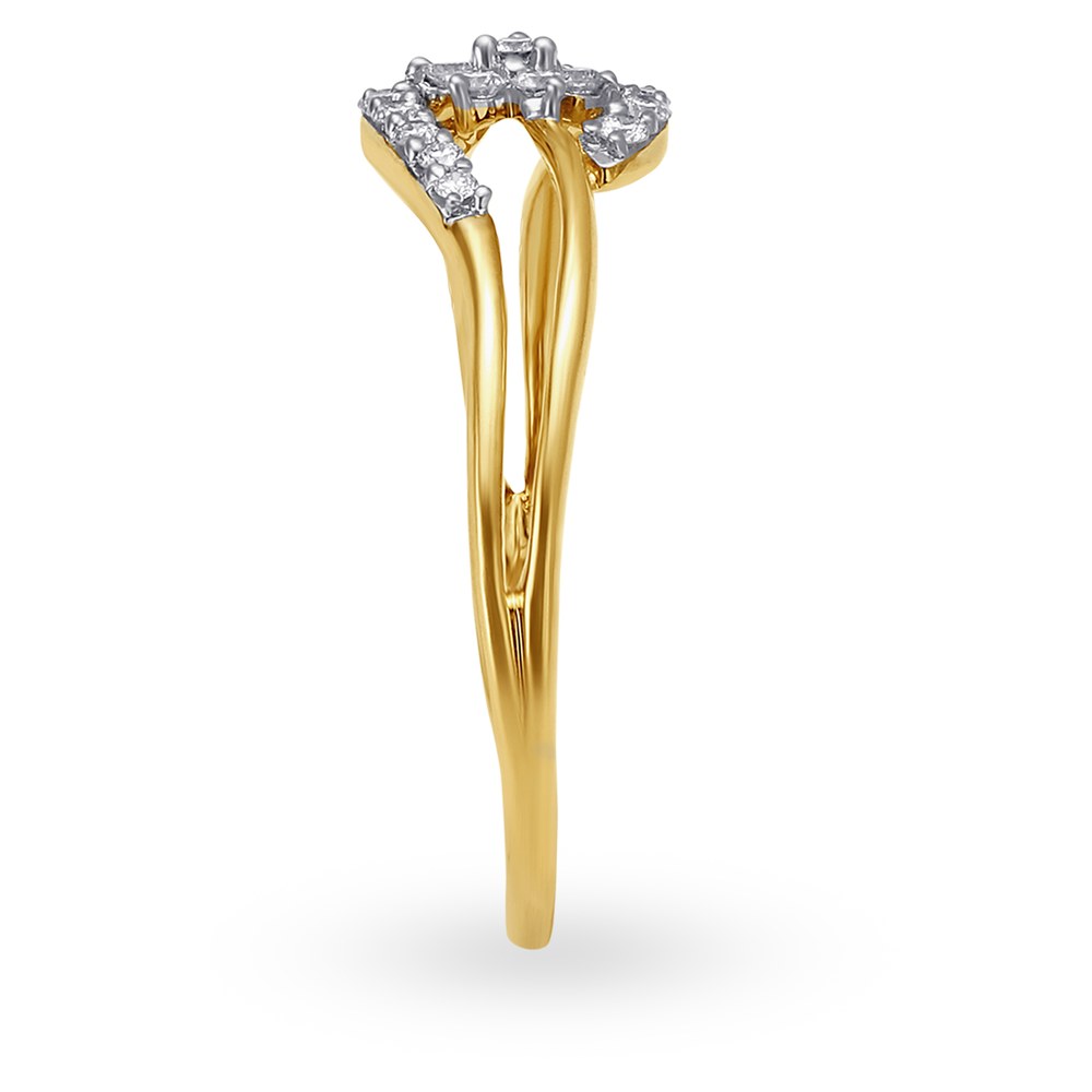 Exquisite 18 Karat Yellow Gold And Diamond Floral Ring,,hi-res image number null