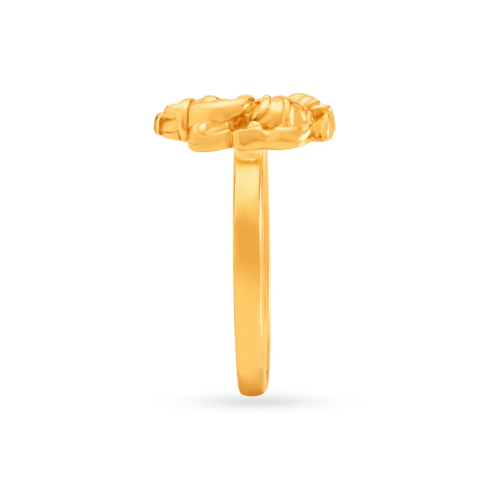 Royal 22 Karat Yellow Gold Lord Ganesha Finger Ring,,hi-res image number null